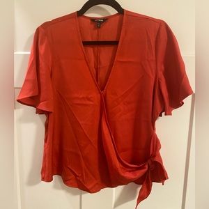 EUC satin wrap top Express